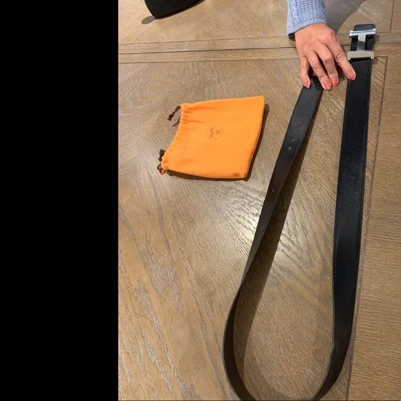 Hermes Black Belt with Silver Buckle
